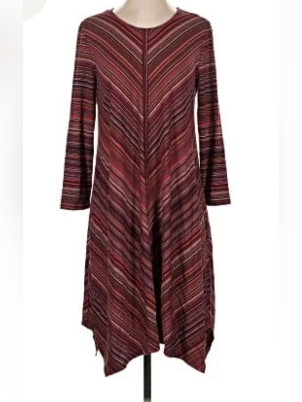 Women's Striped A-Line Dress in Burgundy